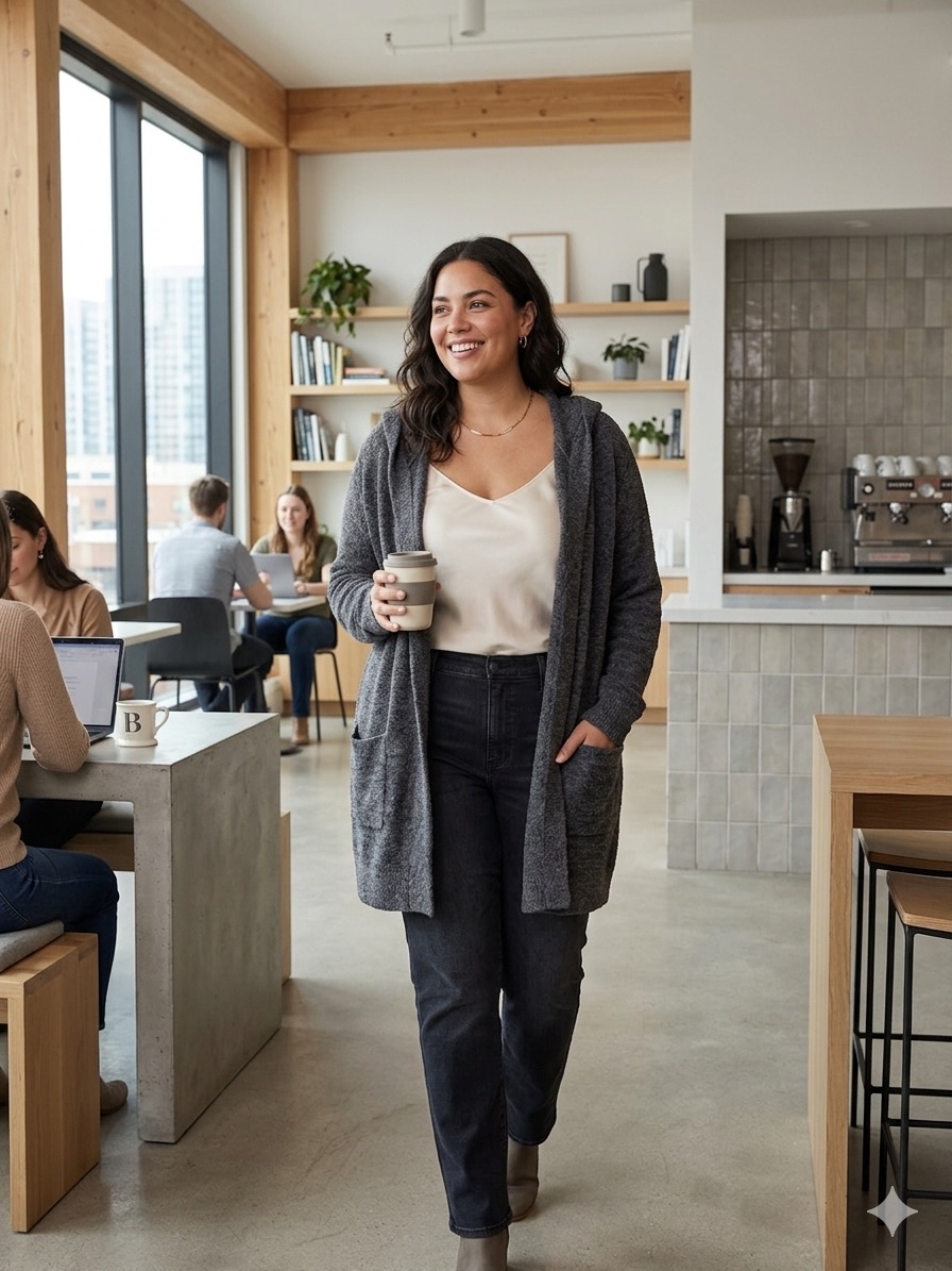 Barefoot Dreams Heather Charcoal Open-Front Hooded Cardigan